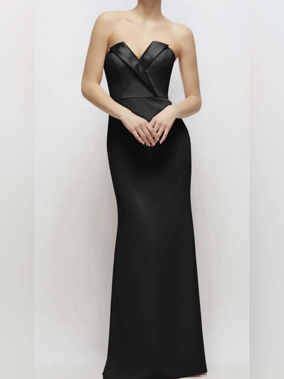 New After Six Strapless Tuxedo Gown In Black Size 10 $279